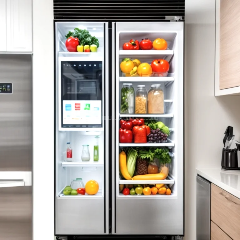 Grafik eines intelligenten Kühlschranks mit KI-Datenanalyse